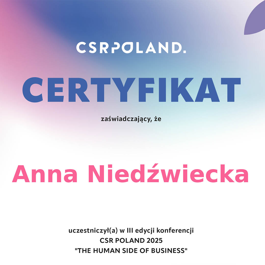 certyfikat za udział w konferencji CSR Poland 2025